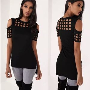 💕Delilah Hollow Out Cold shoulder top